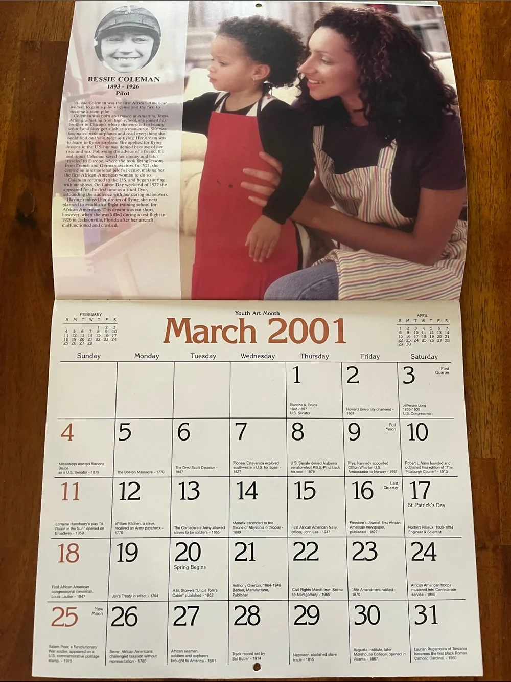 Vtg 2001 STATE FARM Insurance Ad Calendar Neighborly Heroes BLACK HISTORY